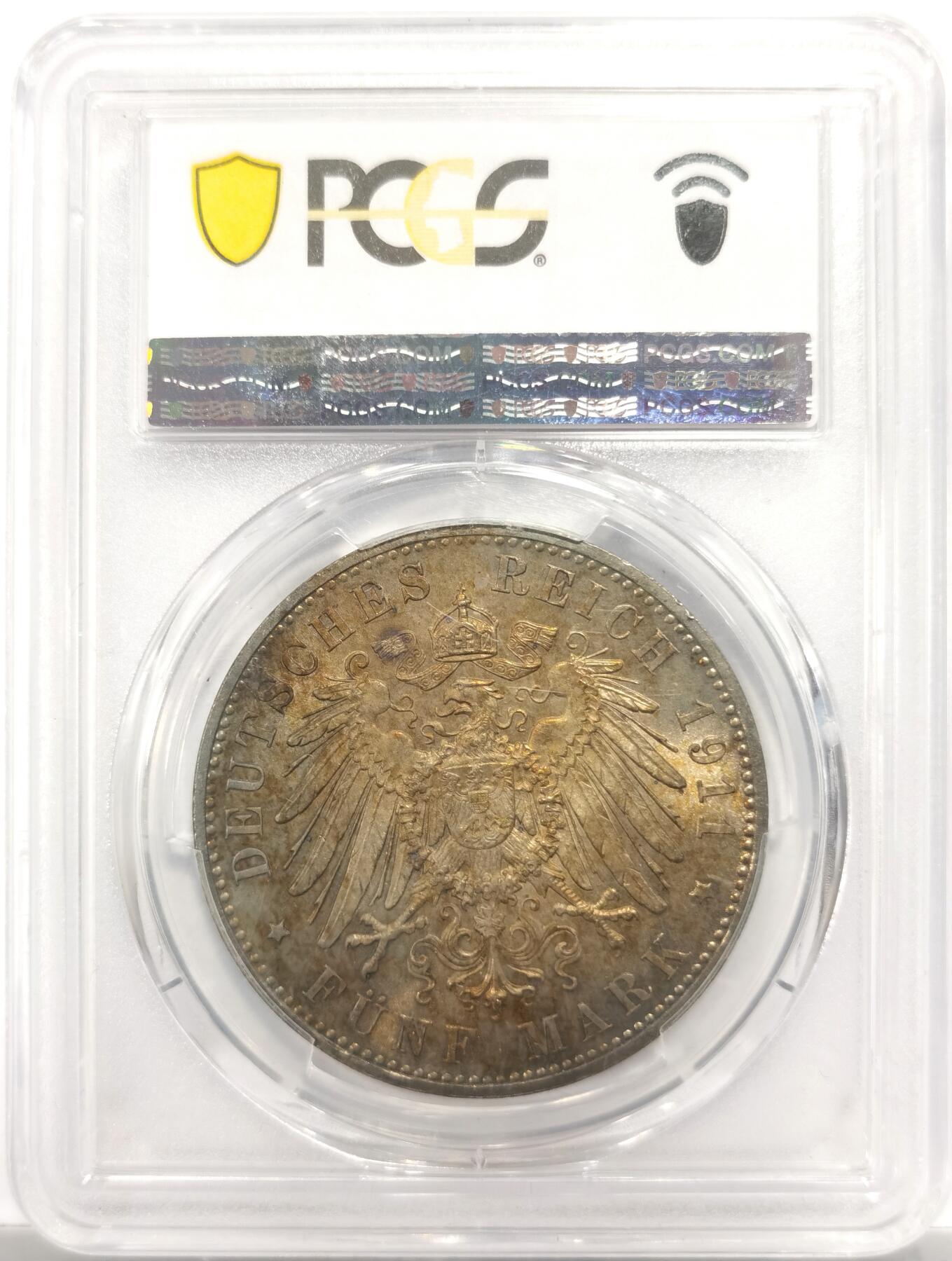 博洋堂世界钱币拍卖第153期（全场包邮） PCGS MS64 德国巴伐利亚1911年柳特波德90大寿5马克银币 包浆精美 官网有高清图
