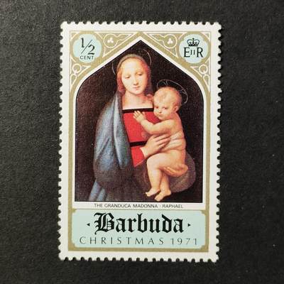 ↓君缘收藏684期☞钱币邮品↓无佣金、可寄存、满30元包邮  - 英属巴布达邮票，1971年圣诞节·拉斐尔绘画《大公圣母》邮票