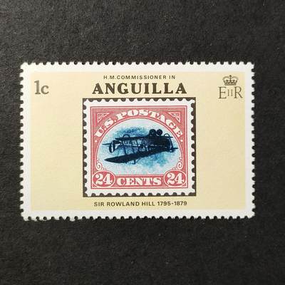 ↓君缘收藏684期☞钱币邮品↓无佣金、可寄存、满30元包邮  - 英属安圭拉邮票，1979年纪念罗兰·希尔珍邮百年票中票