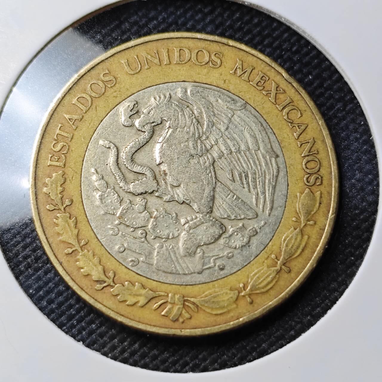 KK钱币收藏小铺 第382期  2月预留时间 周末发货 1998墨西哥10比索 双色币