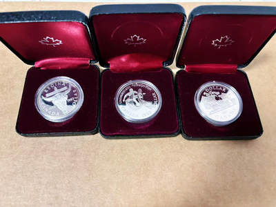 【Blue Auction】世界纸币精拍第764期——18级TOP拍卖/信誉/品质/专业/高效💫 - 【一组3枚带盒】加拿大 1981-83年银币一组 品相如图 