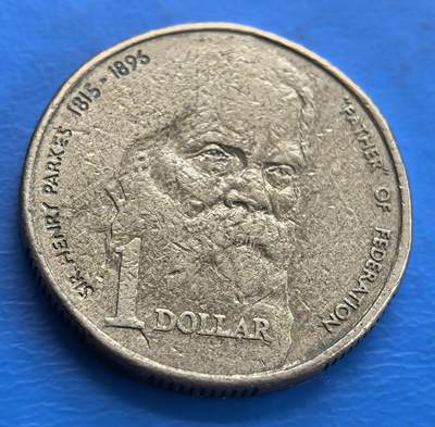 外国优质老铜币高银银币，周六九点倒数截拍，满百包邮，持续收拍 - 澳大利亚1996年联邦之父亨利・帕克斯纪念币。呈现其肖像，铭记其推动澳联邦成立的贡献，是承载历史意义、具收藏价值的钱币