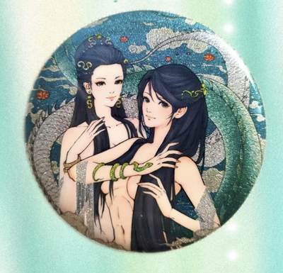 【小花瓣艺术文创】青蛇白蛇吧唧 - 【小花瓣艺术文创】青蛇白蛇吧唧