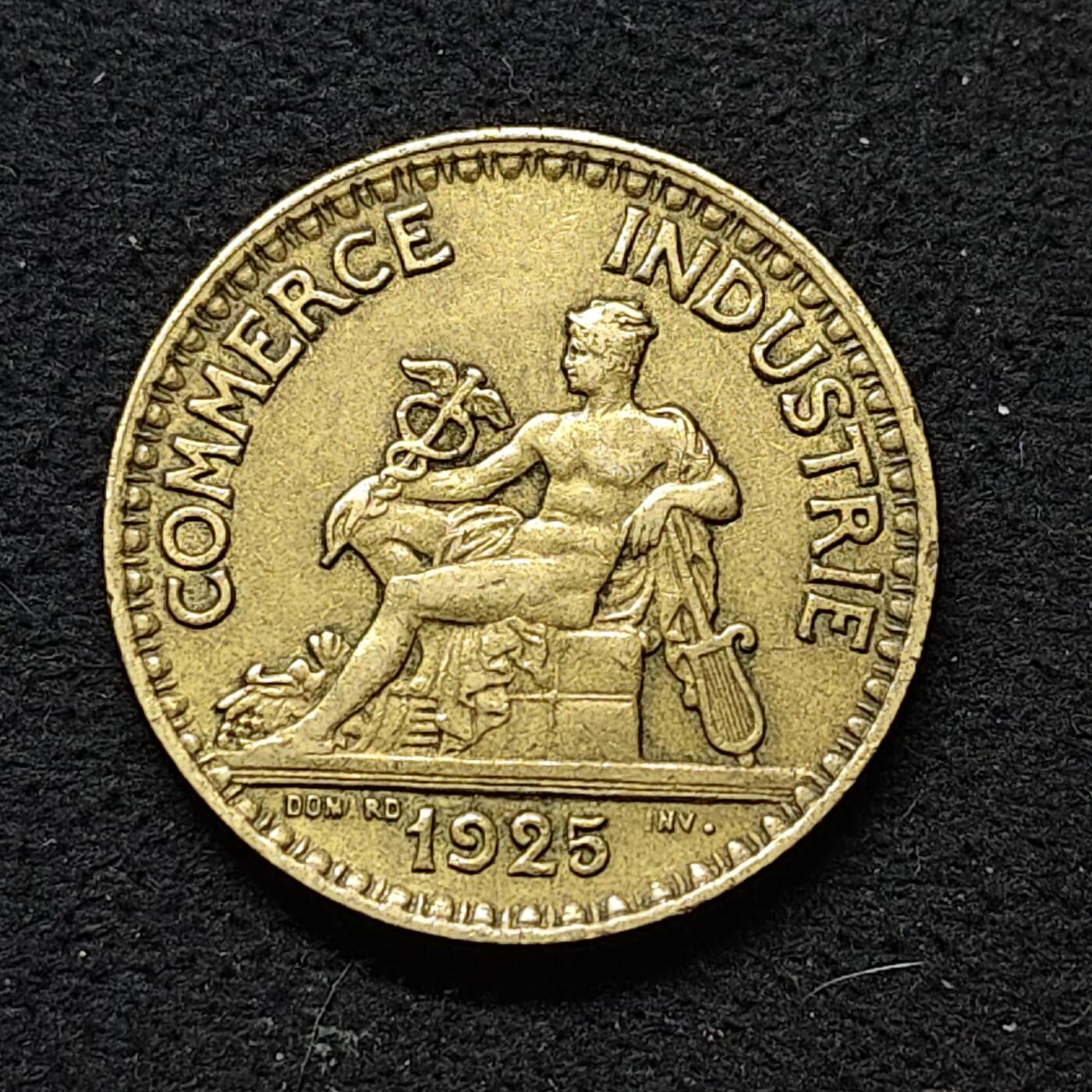 【全场包邮】纯粹捡漏拍486场（免费代拍第23场） 法国工商会版1925年商神赫尔墨斯2法郎 UNC品相