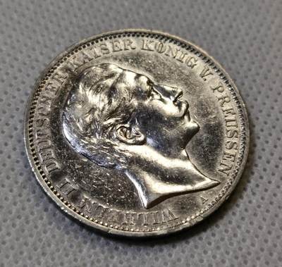 甄臻铺-世界币章拍卖（第44期）精品场拍品征集中，送拍享返佣金等优惠多多 德国普鲁士1910年3马克银币 16.6克 含银90% 纯银价210，细节见图