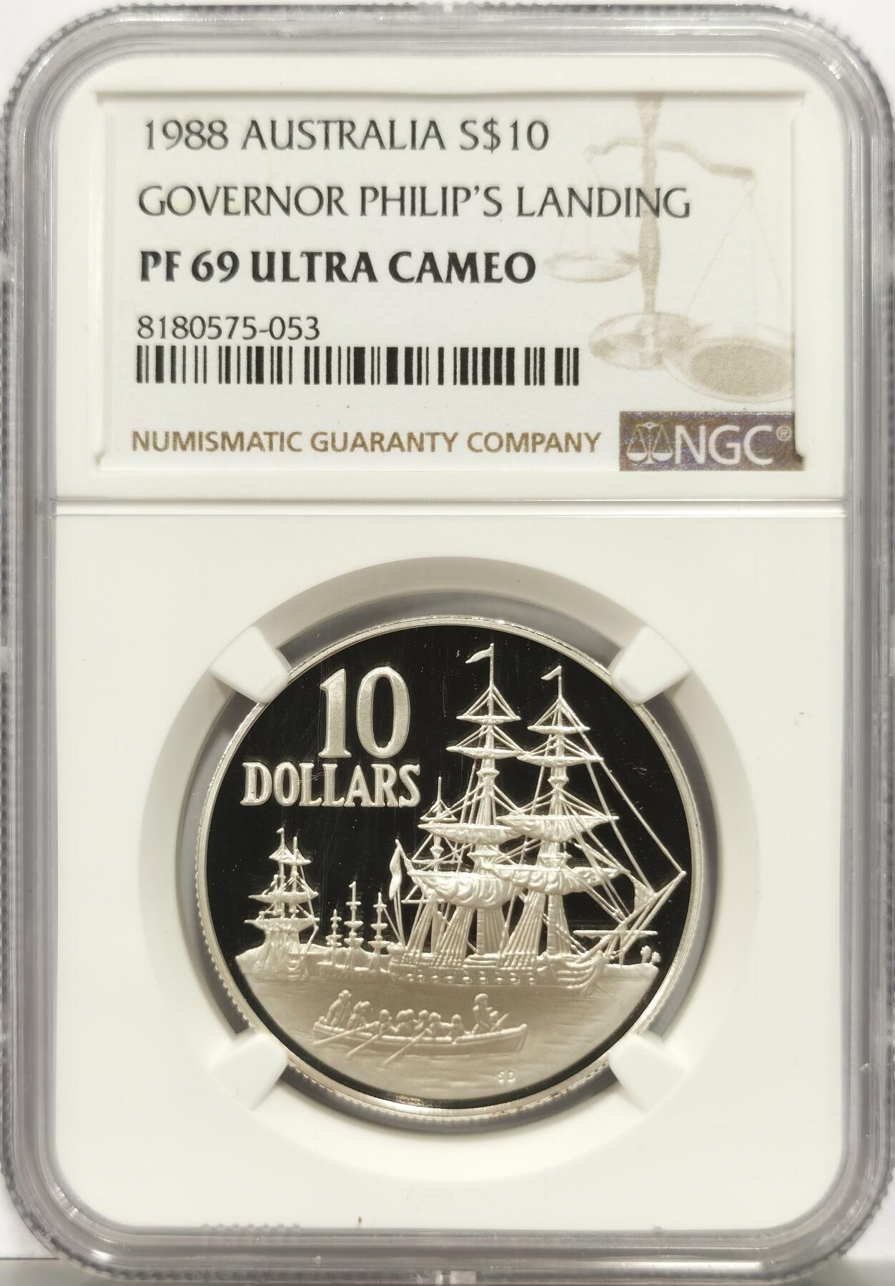 博洋堂世界钱币拍卖第153期（全场包邮） NGC PF69UC 澳大利亚1988年登录土澳纪念10澳元，冠军分