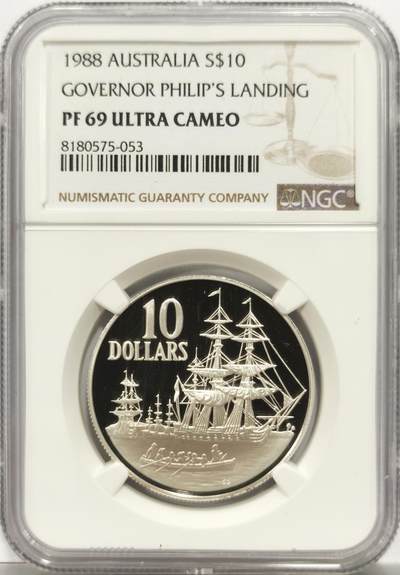 博洋堂世界钱币拍卖第153期（全场包邮） - NGC PF69UC 澳大利亚1988年登录土澳纪念10澳元，冠军分