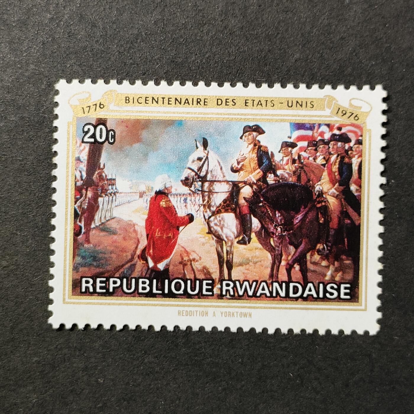 ↓君缘收藏684期☞钱币邮品↓无佣金、可寄存、满30元包邮  卢旺达邮票，1976年美国独立战争200周年绘画邮票