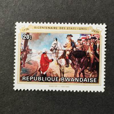↓君缘收藏684期☞钱币邮品↓无佣金、可寄存、满30元包邮  - 卢旺达邮票，1976年美国独立战争200周年绘画邮票