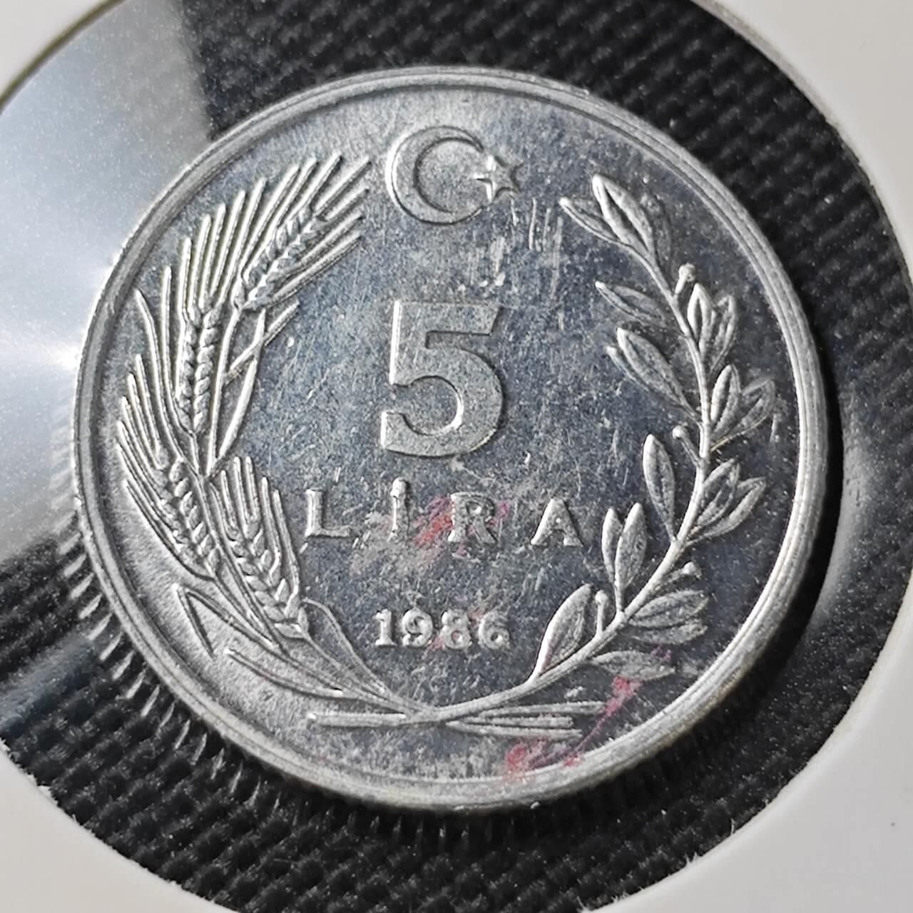 KK钱币收藏小铺 第382期  2月预留时间 周末发货 1986土耳其5里拉 