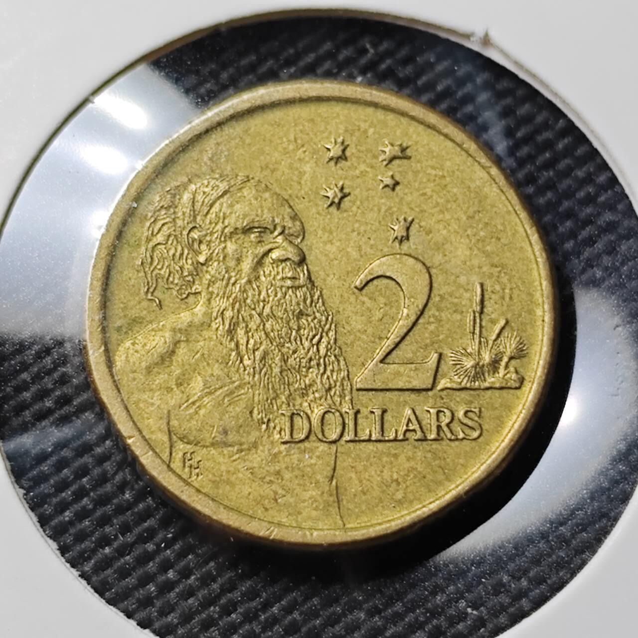 KK钱币收藏小铺 第382期  2月预留时间 周末发货 1988澳大利亚土著人2元 