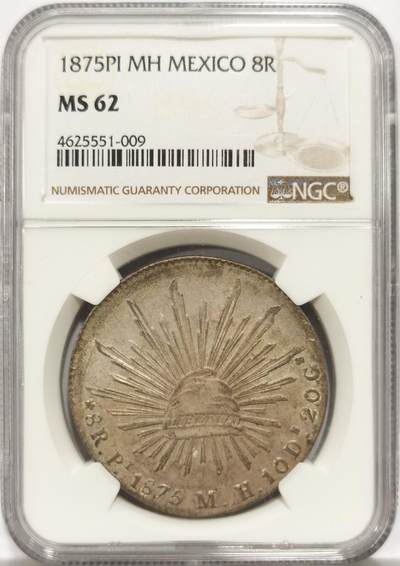 博洋堂世界钱币拍卖第153期（全场包邮） - NGC MS62 墨西哥1875年PI MH版花边鹰洋，少见Pi厂中期高分