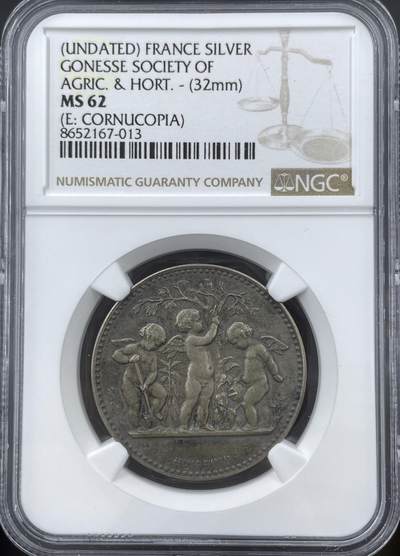 「木头集藏」“冬至雅藏”——章牌精品专场！ - A.Dubois～法国园艺协会银奖章，MS 62，直径：32 mm，名家作品，品相不错。