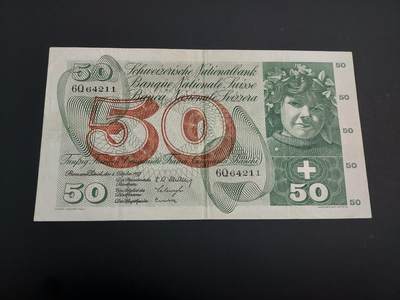 博彦收藏    12月22日 8点 钱币专场 全场包邮 - 1957 瑞士 苹果园 50法郎 流通好品