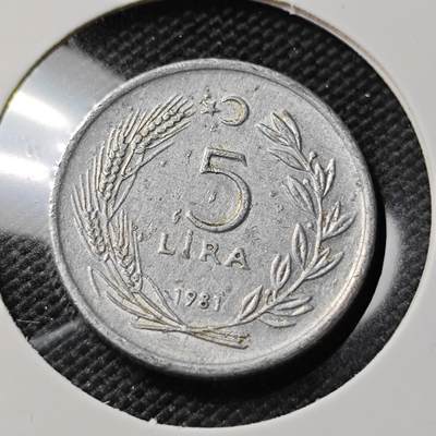 KK钱币收藏小铺 第382期  2月预留时间 周末发货 - 1981土耳其5里拉 