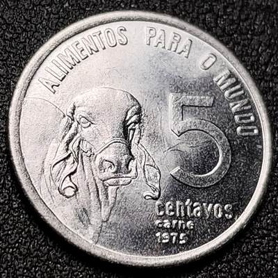 泉币菌-第151场-精品福利场 - 原光极美 1975年 牛 巴西5生丁硬币 直径21MM 