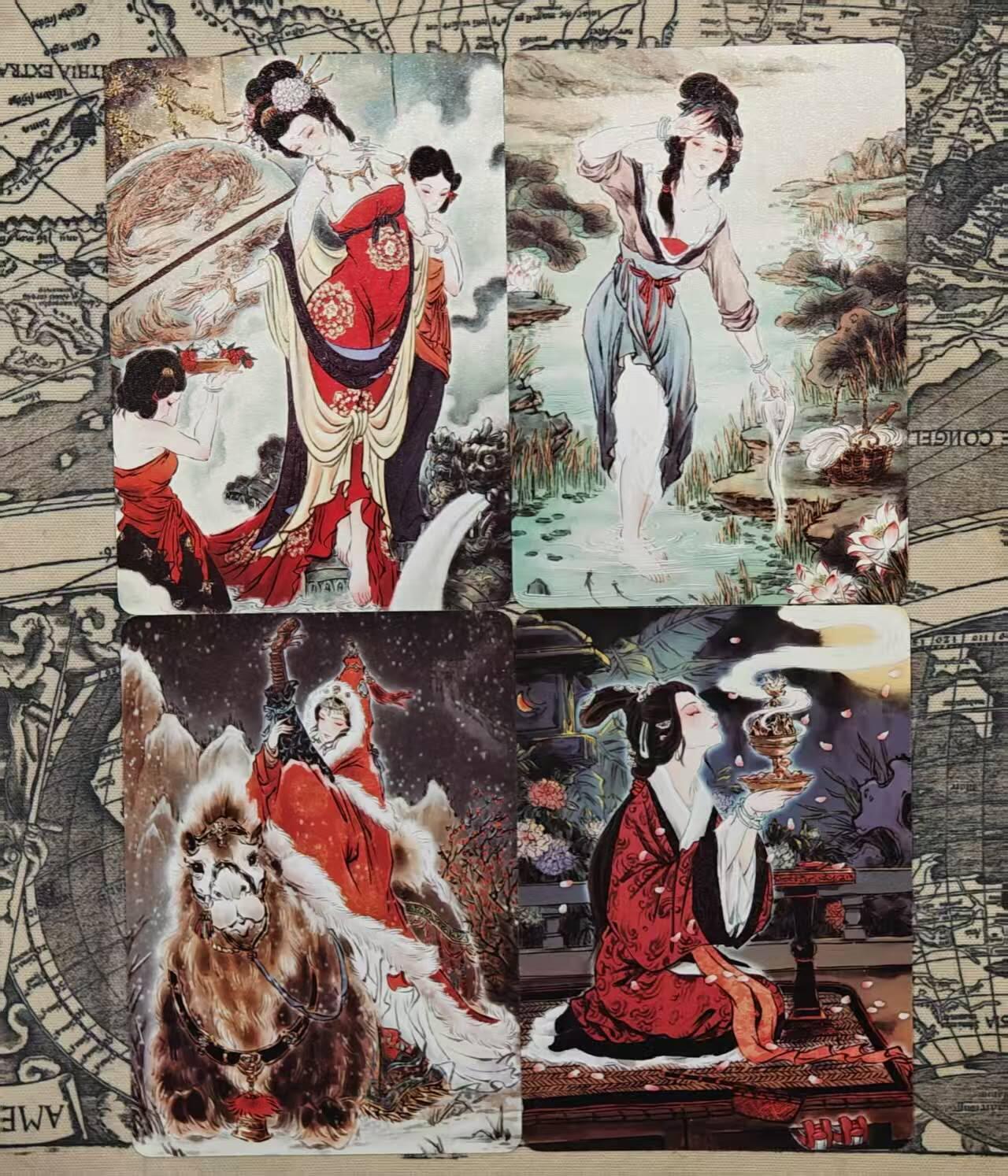 龙虎卡牌-六八场（无佣金，周六结拍，欢迎送拍） 普卡4张 燎原焱卡 彫仙-四大美女