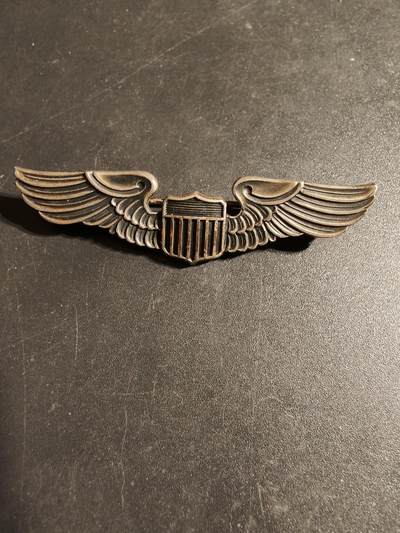老王徽章第170期 - 美国二战陆军航空兵飞行员技能章     2英寸    925银     名厂Balfour制造