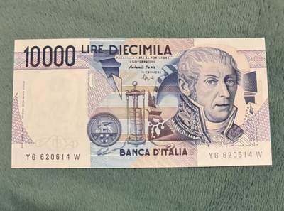 【礼羽收藏】🌏世界钱币拍卖第116期 - 意大利 1984年10000里拉 物理学家伏特 全新UNC