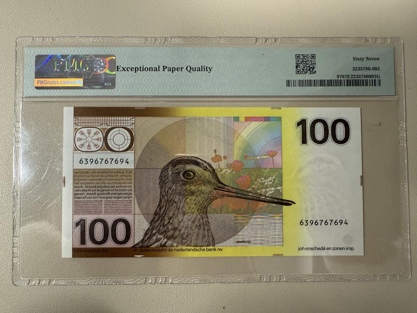 【礼羽收藏】🌏世界钱币拍卖第117期 【6396767694】1977年荷兰100面值纸币PMG67