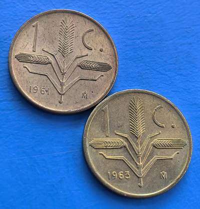 外国优质老铜币高银银币，周六九点倒数截拍，满百包邮，持续收拍 - 墨西哥麦穗1961年-1963年1分2枚