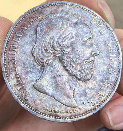 荷兰1867早年威廉三世2.5盾大银币  - 荷兰1867早年威廉三世2.5盾大银币 