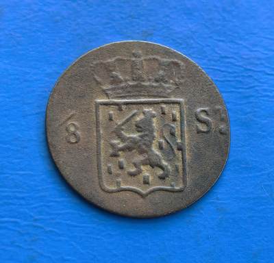 外国优质老铜币高银银币，周六九点倒数截拍，满百包邮，持续收拍 - 荷属东印度1826年1/8斯图维尔铜币，见证殖民历史，徽章与纪年具时代印记，是研究殖民货币的实物标本 。