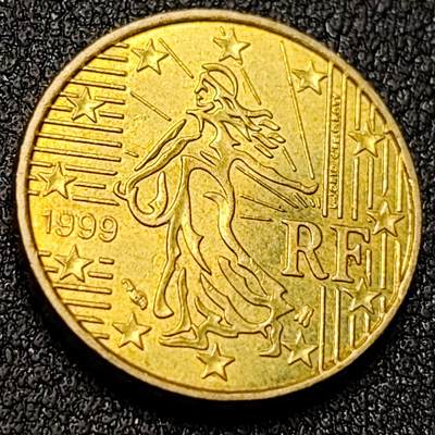 泉币菌-第150场-精品福利场 - 欧元 法国1999年10欧分铜币 玛丽安娜 欧盟地图 19.75MM 