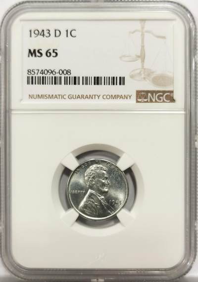 博洋堂世界钱币拍卖第153期（全场包邮） - NGC MS65 美国1943年1美分铁币，独立年份，二战时期特殊材质，少见D版