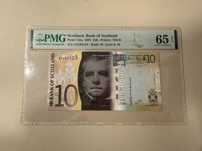 【礼羽收藏】🌏世界钱币拍卖第117期 - 【AT594123】2007年苏格兰10镑 纸币