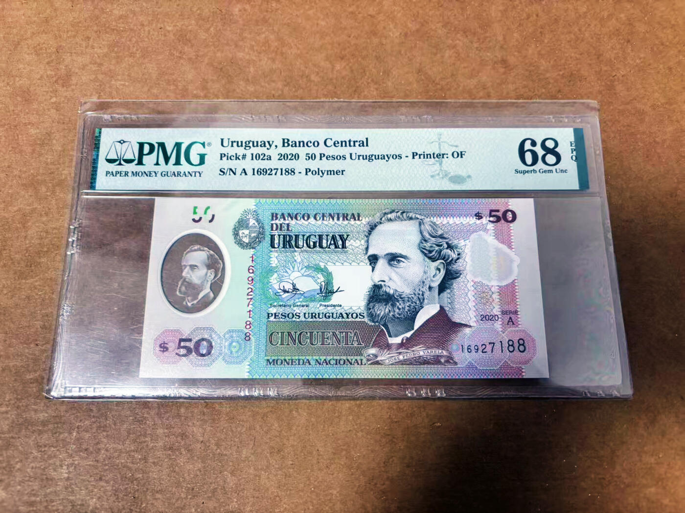 【Blue Auction】世界纸币精拍第764期——18级TOP拍卖/信誉/品质/专业/高效💫 【A冠88尾】乌拉圭 2020年50比索  PMG68EPQ 高分