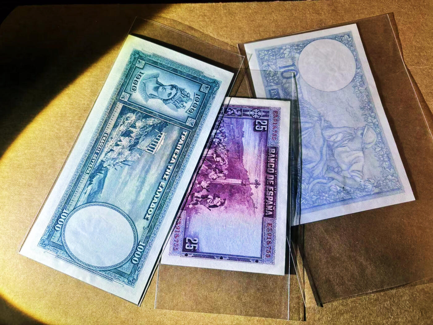 【Blue Auction】世界纸币精拍第764期——18级TOP拍卖/信誉/品质/专业/高效💫 【一组3张 含倒置号&小雷达】法国、希腊、西班牙纸币一组 品相如图