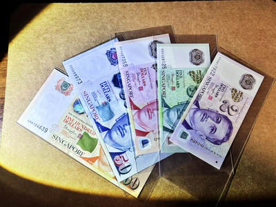 【Blue Auction】世界纸币精拍第764期——18级TOP拍卖/信誉/品质/专业/高效💫 - 【一组5张含无47】新加坡 2-100元 人像版  全新UNC