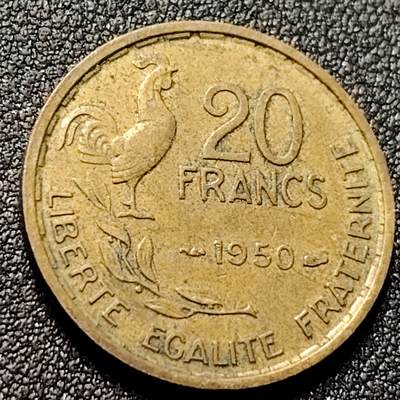 泉币菌-第150场-精品福利场 - 法国1950年20法郎铝青铜币 23mm 少女 公鸡 纪念币铜钱