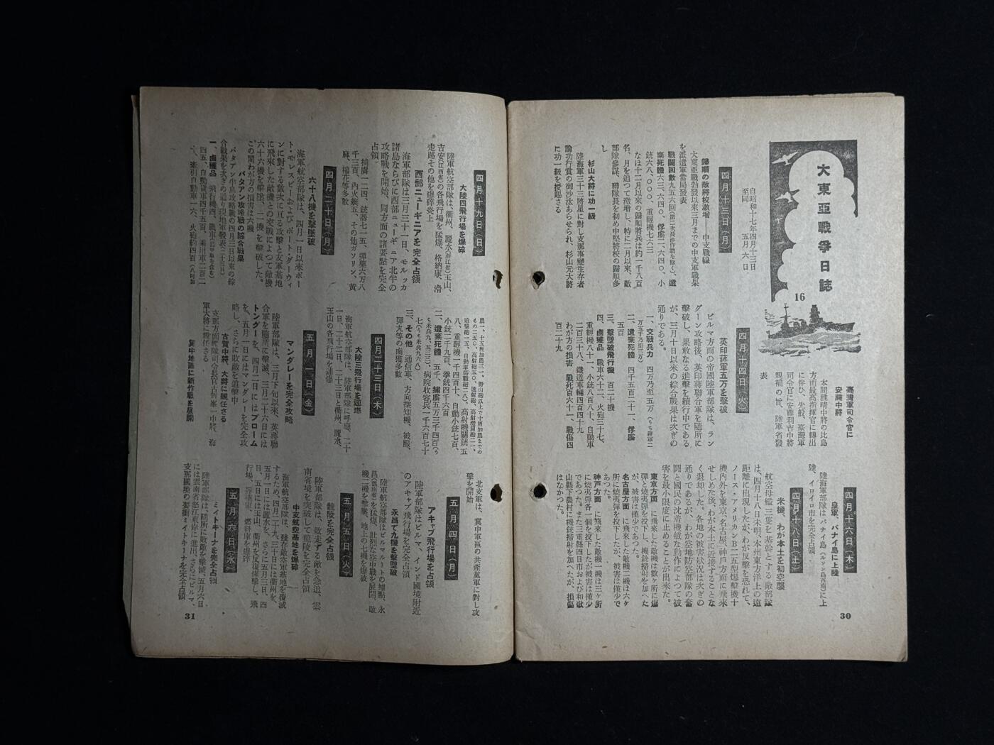 欢庆元旦！戎马世界章牌大赏第109期元旦大拍 日本二战情报局编撰周报，其中记录了二战时期日本相关战争政策、海军舰艇等信息，属于非常难得的二战史料