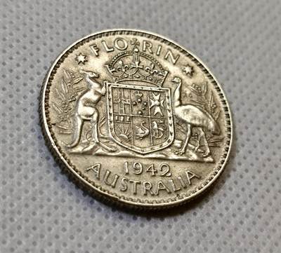 甄臻铺-世界币章拍卖（第44期）精品场拍品征集中，送拍享返佣金等优惠多多 英属澳大利亚乔治六世1弗洛林  1942年 925银  28.5mm  11.6g，细节见图