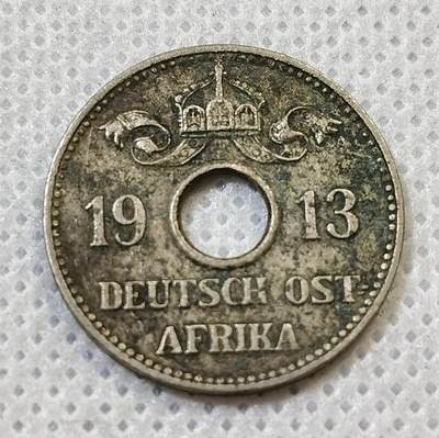 甄臻铺-世界币章拍卖（第44期）精品场拍品征集中，送拍享返佣金等优惠多多 - 德属东非1913年5赫勒镍币，细节见图
