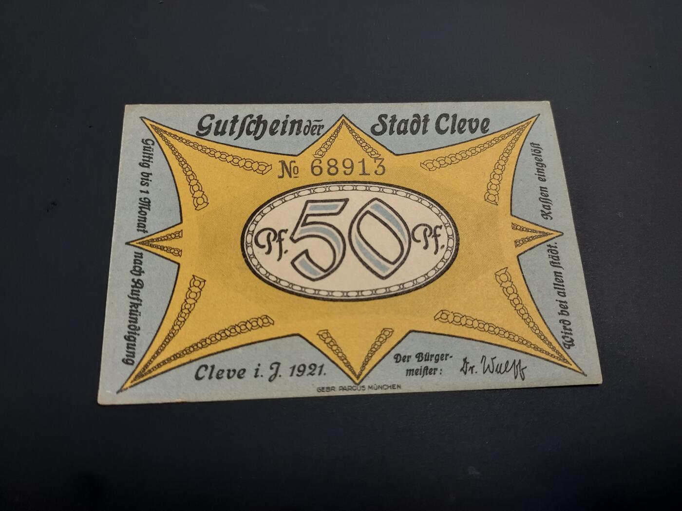 博彦收藏    12月22日 8点 钱币专场 全场包邮 1921德国地方马克 50芬尼  UNC