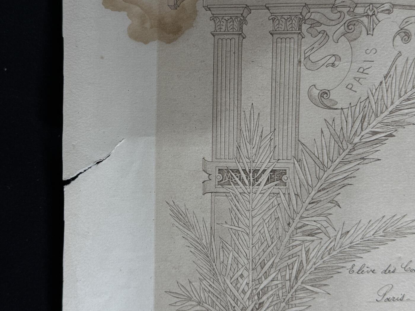 欢庆元旦！戎马世界章牌大赏第109期元旦大拍 法国中央建筑师协会银奖证书，1920年授予Lucien Adrien Laurent