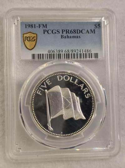 G&W世界散币，银币处理专场（第39场） - PCGS-PR68D 巴哈马1981年5元  银币