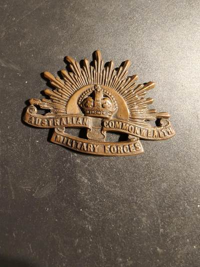 老王徽章第170期 - 英联邦皇家澳大利亚远征军帽徽    一战时期    背杆损坏