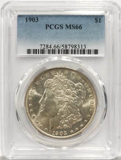博洋堂世界钱币拍卖第153期（全场包邮） - PCGS MS66 美国1903 摩根 分数进入此年份高端领域 仅为65分数量约四分之一 极为稀少 麦稀奇所见最高分 不可错过的佳品 PCGS指导价为4766RMB