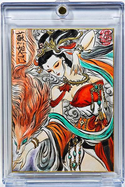 白泽拍卖卡牌手绘专场第30期（白金之夜 跨年大拍） - 2025 梓墨手绘卡 苏妲己  梓墨亲签 卡砖封装