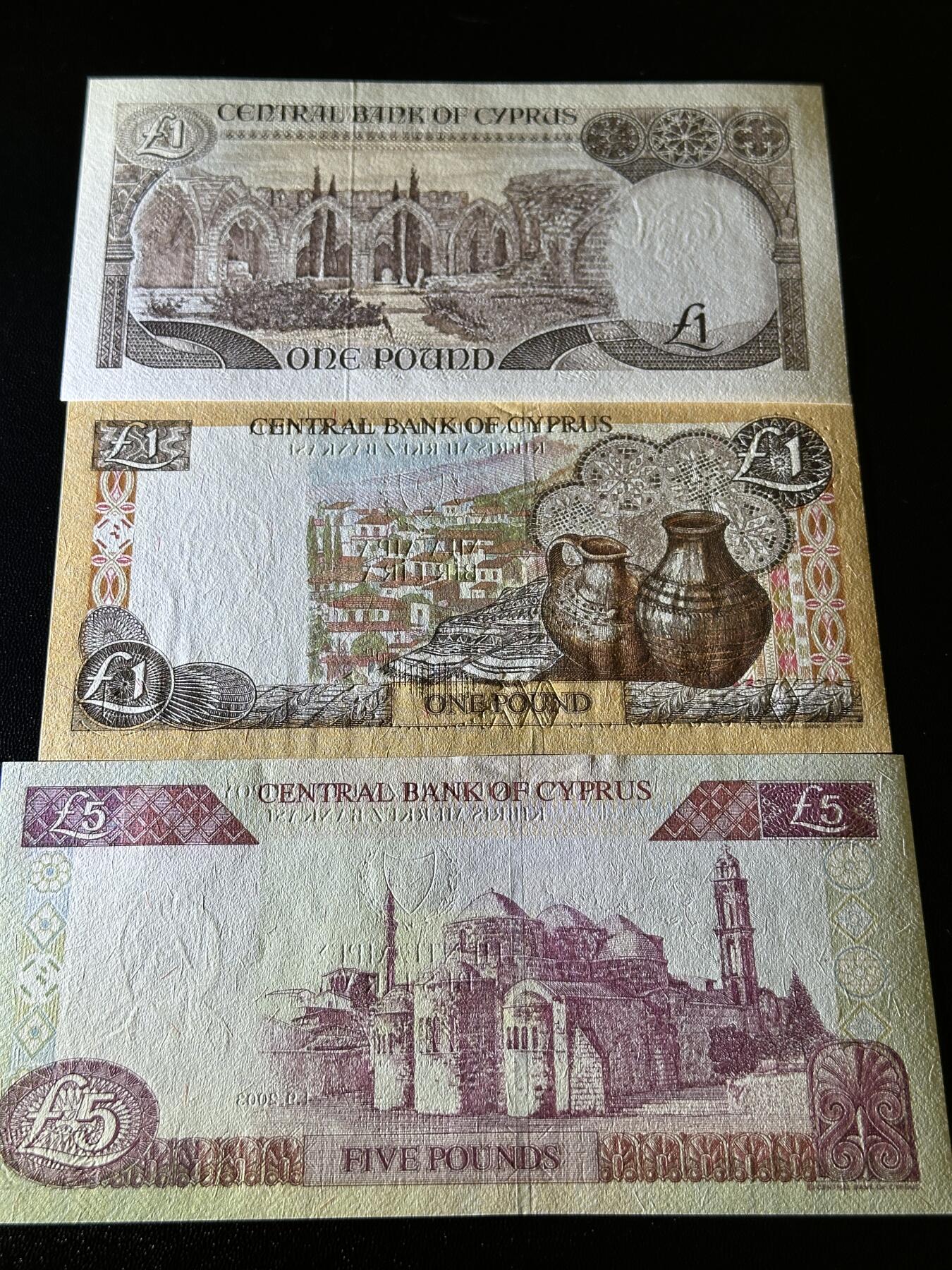 《外钞收藏家》第五百九十五期（优品场）（本平台长期征集拍品、欢迎藏友们联系合作） 塞浦路斯1里拉2个版本+5里拉 一起 全新UNC 