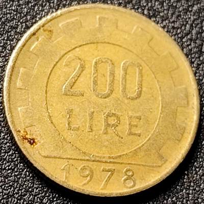 泉币菌-第150场-精品福利场 - 1978年 意大利200里拉黄铜硬币 女神 24mm 纪念币铜钱