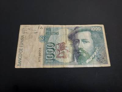 博彦收藏    12月22日 8点 钱币专场 全场包邮 - 西班牙 1000比塞塔 流通品