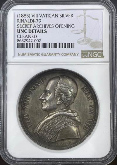 「木头集藏」“冬至雅藏”——章牌精品专场！ - 1885梵蒂冈教皇利奥十三世“开放秘密档案馆”纪念银章，UNC DETAILS，较少见教皇银章，秘密档案馆1611年由教皇保罗五世下令修建，1612年1月31日正式落成。1881年,教皇利奥十三世迈出了具有重大意义的一步——为学术研究开放档案馆。