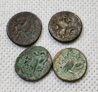 甄臻铺-世界币章拍卖（第44期）精品场拍品征集中，送拍享返佣金等优惠多多 - 柬埔寨金边王朝1847年红鸟打制银币4枚，细节见图