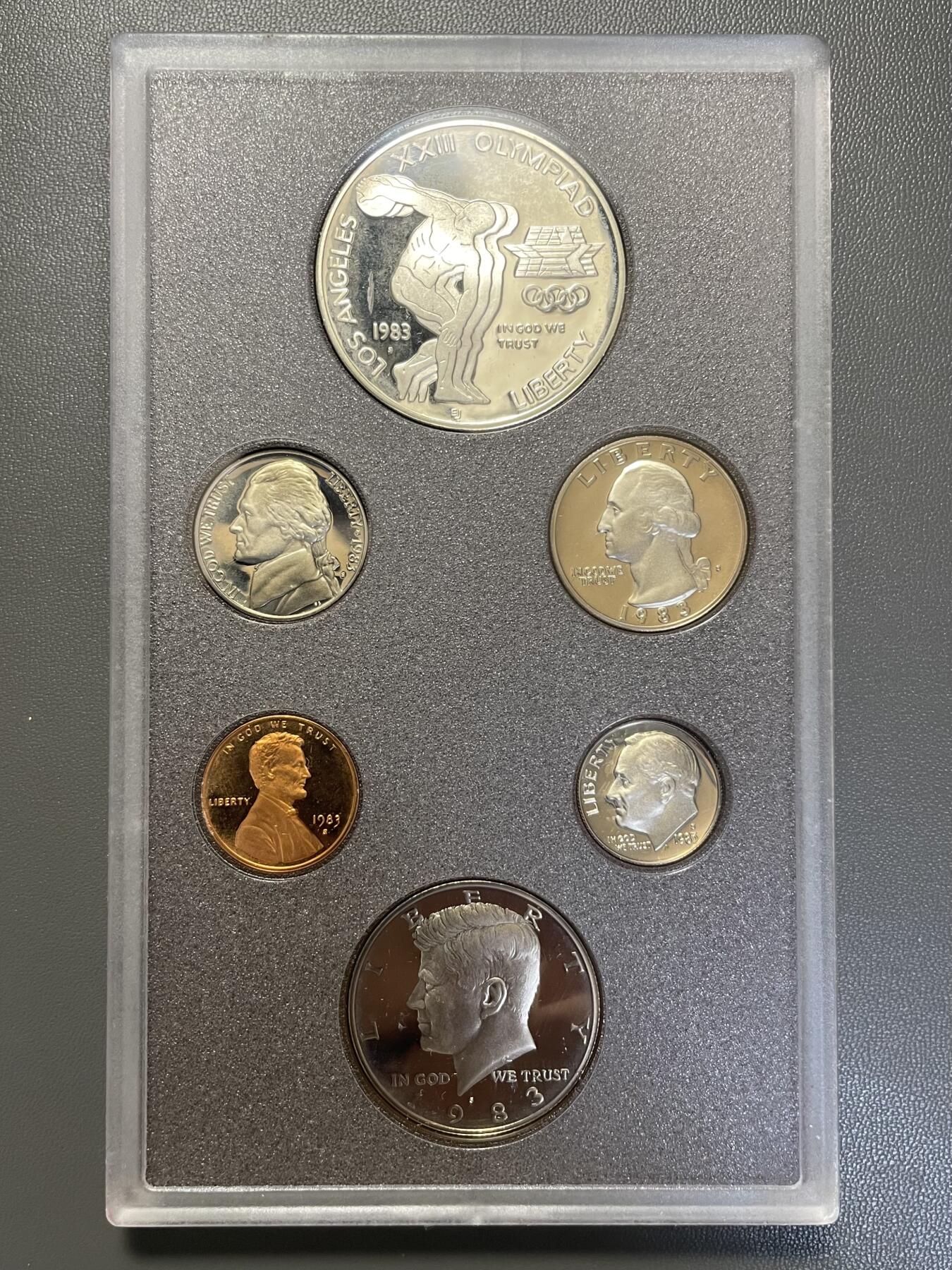 回流1222 美国1983年洛杉矶奥运会高端精制套币（Prestige Proof Set）含一枚90%高银纪念银币