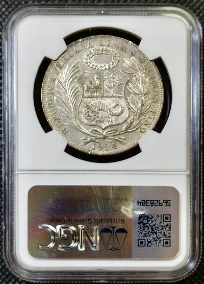 甄臻铺-世界币章拍卖（第44期）精品场拍品征集中，送拍享返佣金等优惠多多 NGC-AU55 1934年秘鲁索尔银币